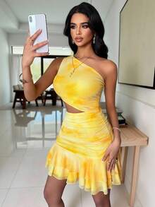 Vavine Đầm vàng đơn giản không tay dành cho nữ, thích hợp mặc hàng ngày. - Màu vàng - Xem 5