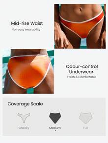GLOWMODE Klorresistenta sandiga tår med medelhög midja Antibakteriellt foder V-midjeband Kontrastpiping Bikiniunderdelar Simning Strand Pool Semester Sommarkläder - Orange - Visa 4