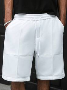 PAVTROS Men's White Knit Loose Casual Versatile Knee-Length Shorts - White - View 6