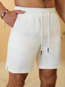 VENTUSAIL Herrshorts med dragsko och fickor i midjan, lösa och avslappnade - Vitt - Visa 3