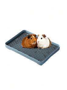 1 pieza de inodoro para mascotas cuadrado de doble capa de PP con salida de drenaje, adecuado para animales pequeños como conejos y cobayas, apto para todas las estaciones. - Multicolor - Ver 9
