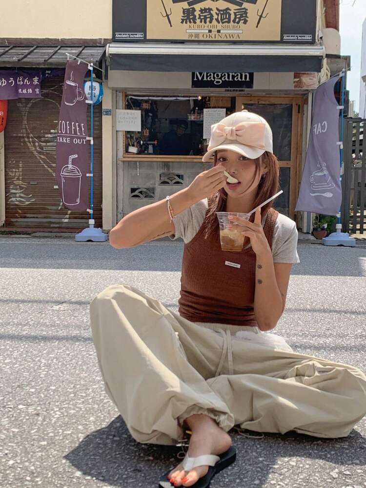 Women's Casual Daily Mesh Patchwork Drawstring Waist Long Pants