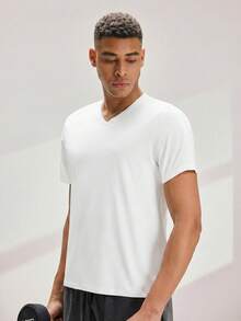 Driftmere Men 100% Cotton Solid V Neck Tee,Breathable/Comfortable/Soft Shirts,Suitable For Fitness, Running, Gym Training Sport Workout - White - View 9