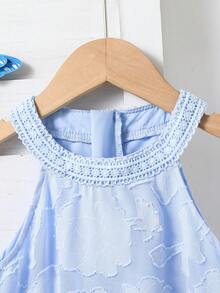 Vestido de hombros descubiertos de moda para niñas, verano - Celeste - Ver 4