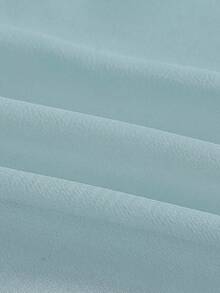 GlowEve Solid Color Flare Sleeve Tie Front Cropped Shirt - Baby Blue - View 3