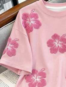 SHEIN EZwear 休闲简约印花圆领短袖宽松女式T恤，夏季上衣，适合日常通勤、约会、派对、秋冬夏季、圣诞节、新年、感恩节、聚会、婚礼、海滩、毕业典礼、时尚、优雅、休闲、外出、约会、预订、通勤、闪亮、情人节、优雅、度假、休闲、Y2K、外出、毕业典礼等场合。 - 彩色 - 查看 4