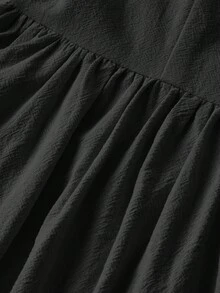 SHEIN MOD Đầm dài ngang gối màu trơn, dây mảnh, thời trang mùa hè dành cho nữ. - màu đen - Xem 6