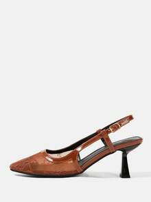 CUCCOO HITCHD Women's Elegant Lace Pumps For Commuting - Coffee Brown - View 2
