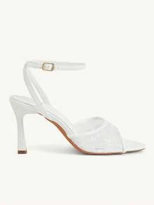 CUCCOO CHICEST 女士鞋履 春夏新款 白色蕾丝网面一体式露趾踝带高跟凉鞋 时尚舒适 百搭性感 派对优雅宴会 女士凉鞋 露趾凉鞋 - 蕾絲2號白 - 查看 4