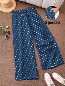 CosyJoli Plus Size Casual Loose Polka Dot Print Pants - Multicolor - View 4