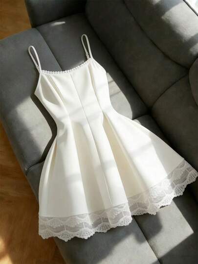 GlowEve Women's Lace Trim Mini Dress