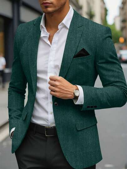 Manfinity Mode Áo khoác blazer cổ bẻ dành cho nam giới thường ngày