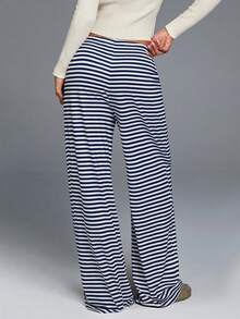 Fluxe Quần sọc rộng rãi, thoải mái dành cho nữ - Xanh và trắng - Xem 2