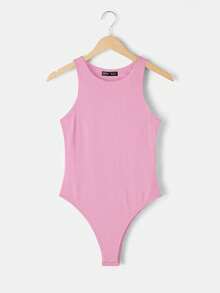 SHEIN BASICS 3 pièces/set Body moulant en tricot à col rond sans manches de couleur unie décontracté pour femmes - Multicolore - Voir 5