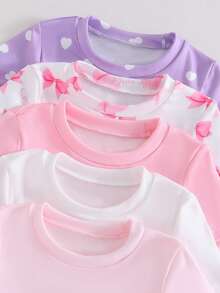 SHEIN 【2件套】女童独角兽卡通印花短袖短裤针织紧身睡衣家居服，随机发货 - 彩色 - 查看 3