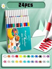 Multi-Color Acrylic Paint Marker Pen Set 12/24/36/48/60/80 Colors, High Pigment Waterproof Quick Dry, Ideal For Graffiti DIY Crafts Coloring & Artistic Creation - Multicolor - View 13