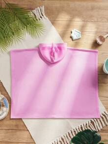 BABY SHARK X SHEIN 小女孩可爱休闲风粉色卡通图案连帽宽松泳衣罩衫 - 淺粉色 - 查看 2