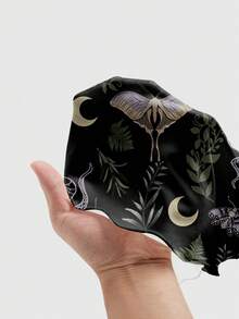 ROMWE Goth 复古哥特神秘女巫蛾叶植物印花弹力加大码吊带裙 - 白色 - 查看 6