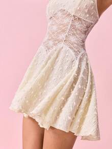 Bonmuse Knitted Jacquard & Lace Patchwork  Women's Pajama Night Dress - Apricot - View 8