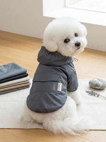 PETSIN Áo mưa cho chó, quần áo chống thấm nước cho thú cưng, áo mưa chống thấm nước mùa xuân và mùa hè cho động vật, quần áo cho chó, quần áo cho mèo, quần áo cho động vật, quần áo mùa xuân và cho chó, quần áo cho chó Anh, quần áo mới cho động vật nhỏ kiểu Châu Âu và Mỹ. - Màu xám đen - Xem 4