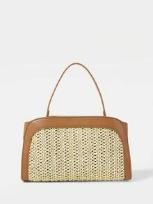 SHECARRY Tas Tangan Wanita, Tas Tangan Elegan dan Mewah untuk Liburan, Perjalanan Kerja, Kapasitas Besar, Tali Bahu yang Dapat Diatur, Hiasan Logam - Kuning - View 4