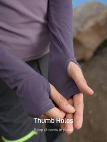 In My Nature Áo thun và áo ba lỗ nữ ngoài trời mùa thu/đông, co giãn và thân thiện với da, thích hợp cho hoạt động đi bộ đường dài trong thiên nhiên. - Màu tím - Xem 3