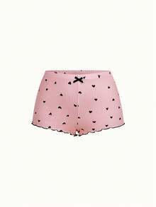 Bonmuse Women's Heart Printed Camisole Simple Daily Pajama Setfor Summer - Pink - View 5