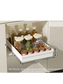 Sliding Cabinet Storage Rack - Expandable, Nano Adhesive Fixation, Space-Saving, Adjustable, Durable, Easy To Install, Suitable For Kitchen And Living Room Food Storage Shelves (With Sliding Rails) - Multicolor - View 12