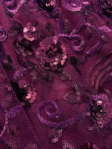 Sweetra Chân váy lửng xòe nhẹ, màu tím huyền bí, đính cườm, thời trang, phong cách thường ngày, đa năng cho kỳ nghỉ hè, tiệc bãi biển, và vẻ ngoài gợi cảm. - Màu tím - Xem 5