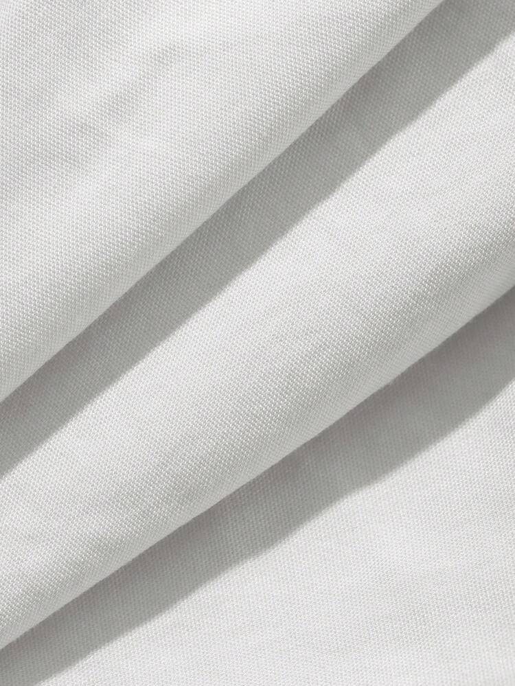Solid Color Collared Fitted Short Sleeve White Blouse For Women Summer