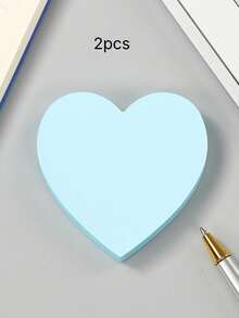 100 Sheets Of 1-Book Creative Purple Heart Sticky Notes, Cartoon Cutie Valentine's Day Stationery Gift Message Notepad - Purple - View 9