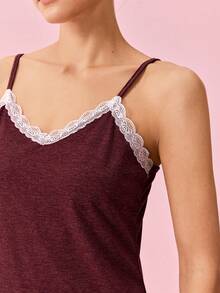 Bonmuse Váy ngủ Pyjama viền ren mùa lễ hội - Màu Tím - Xem 8