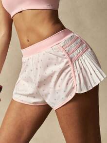 VARSIVA Quần short thể thao xếp ly họa tiết chấm bi ghép mảnh - Màu Hồng baby - Xem 9