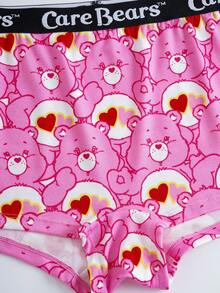 SHEIN X Care Bears 3条装女士低腰三角内裤，白色、粉色、黑色，带字母印花 - 粉色 - 查看 11