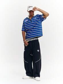 PAVTROS Quần dài nam màu đen in họa tiết, dáng rộng, phong cách đường phố Mỹ, phụ kiện thời trang. - màu đen - Xem 3