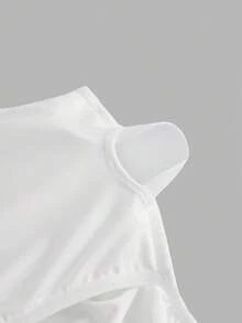 SHEIN Girlism 少女简约舒适褶皱下摆抹胸文胸 - 白色 - 查看 6