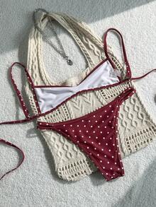 Swim Mod 女士随机印花细肩带比基尼套装，春夏款 - 彩色 - 查看 3