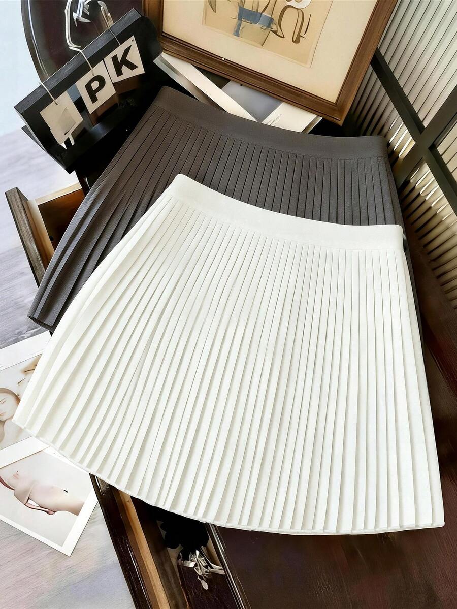 SHEIN Franclia Chân váy xếp ly ngọt ngào dành cho nữ, mùa hè. - trắng - Xem 1