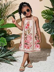 SHEIN 女童豹纹无袖休闲套头连衣裙 - 彩色 - 查看 4