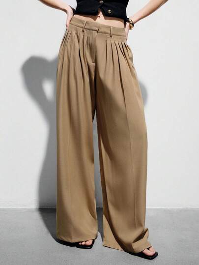 Aveloria Modichic Quần ống đứng xếp ly sang trọng, tối giản, thanh lịch dành cho nữ, thích hợp mặc đi làm hàng ngày, đa năng và tiện dụng.