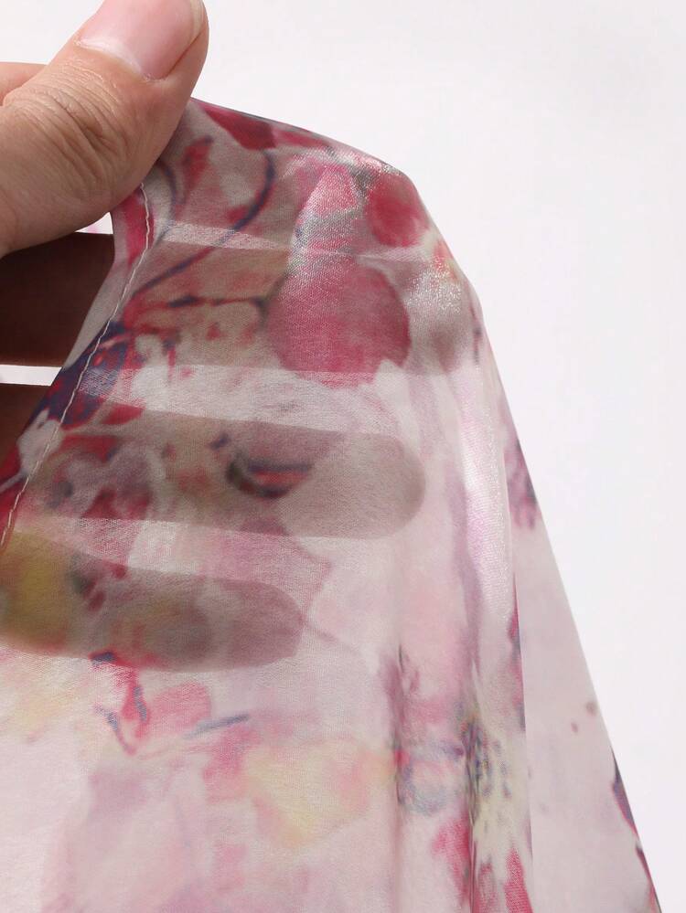 Women's Summer Floral Ombre Print Casual Elegant Lady Spaghetti Strap Dress, Deep V-Neck Vacation Style Boho