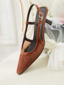 CUCCOO HITCHD Women's Elegant Lace Pumps For Commuting - Coffee Brown - View 6