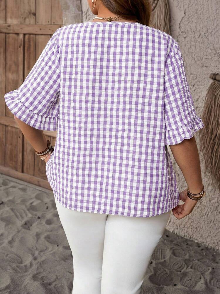 Plus Size Casual Plaid Shirt