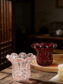 Cirelle 1个花卉玻璃烛台，透明色，现代简约家居装饰，适用于客厅、卧室、桌面、婚礼装饰，优雅的花朵造型，可放置茶蜡、小型香薰蜡烛或小型罐装蜡烛，营造温馨浪漫的氛围。 - 多色 - 查看 5