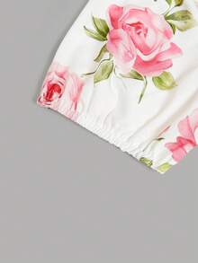 Elenzga Women's Fashionable Elegant Square Neck Waist Cinched All-Over Print Dress - Multicolor - View 8