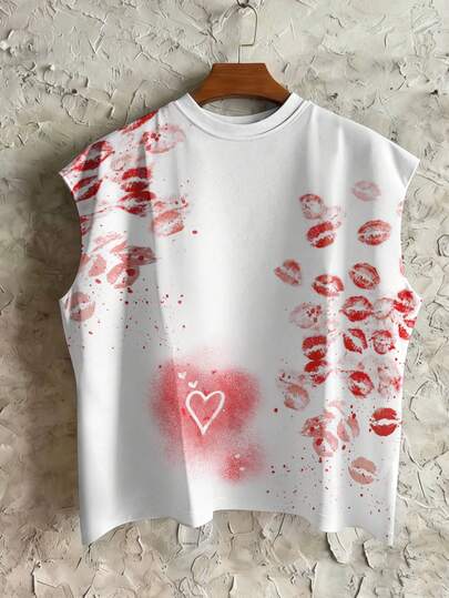 STEELVANCE Áo tank top nam in hình môi và trái tim