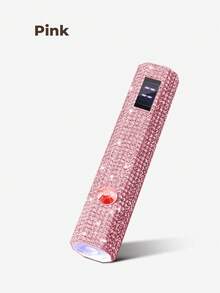 Teckwe 1件 USB 鑽石鑲嵌手持式充電 LED 美甲燈，附 LCD 螢幕，便攜式美甲烘乾燈，白色鑽石造型裝飾，適用凝膠指甲油，8顆高效 LED 燈珠，5倍放大鏡，快速高效美甲固化 - 彩色 - 查看 8