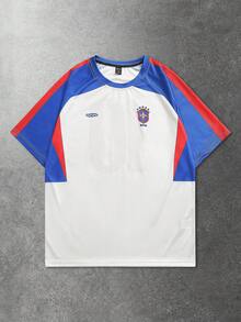 ROMWE MEN Prep Men's Football Print Short Sleeve T-Shirt - White - View 4