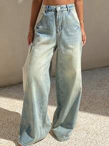 Livesso Quần jean nữ - Màu xanh lam - Xem 2