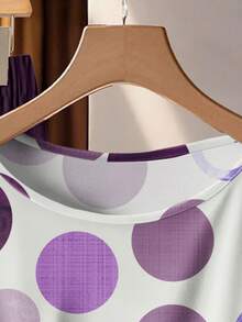 EMERY ROSE Plus Size Women Geometric Print Short Sleeve Shirt And Wide Leg Pants Casual 2 Pieces Set - Multicolor - View 4